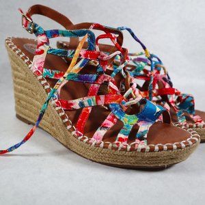SO Floral Strappy Wedge Sandals - 8 Medium
